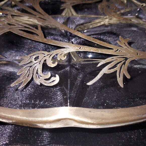 Cake Plate Flanders Clear Sterling Overlay Poppy Silver City Serving Platter 13" - Picture 6 of 10